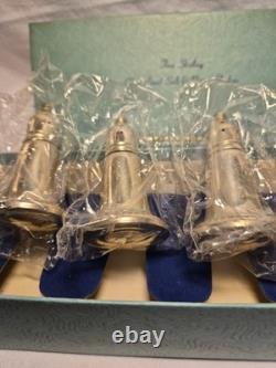 NOS Empire Silver Co Sterling Silver Weighted Glass Lined Salt Pepper Shakers