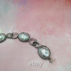 NWOT OR PAZ STERLING SILVER 925 ROMAN GLASS LINK BRACELET 6.75 ISRAEL PZ Nice