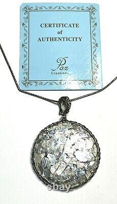 NWT STERLING SILVER 925 OR PAZ ROMAN GLASS LARGE PENDANT 22 CHAIN Israel PZ