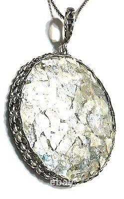 NWT STERLING SILVER 925 OR PAZ ROMAN GLASS LARGE PENDANT 22 CHAIN Israel PZ