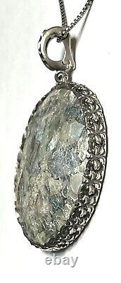 NWT STERLING SILVER 925 OR PAZ ROMAN GLASS LARGE PENDANT 22 CHAIN Israel PZ