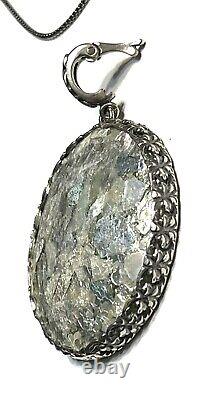 NWT STERLING SILVER 925 OR PAZ ROMAN GLASS LARGE PENDANT 22 CHAIN Israel PZ