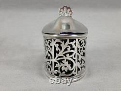 Nathan & Hayes Chester Sterling Silver & Cobalt Glass Condiment Pot C. 1903