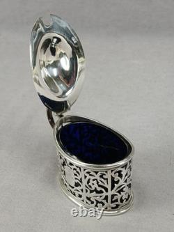 Nathan & Hayes Chester Sterling Silver & Cobalt Glass Condiment Pot C. 1903