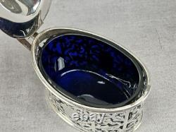Nathan & Hayes Chester Sterling Silver & Cobalt Glass Condiment Pot C. 1903