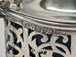 Nathan & Hayes Chester Sterling Silver & Cobalt Glass Condiment Pot C. 1903