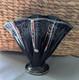 National Glass Co. Vase Black Glass Sterling Silver Overlay Art Nouveau 1900s