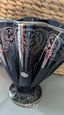 National Glass Co. Vase Black Glass Sterling Silver Overlay Art Nouveau 1900s
