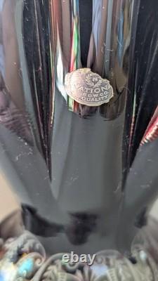 National Glass Co. Vase Black Glass Sterling Silver Overlay Art Nouveau 1900s