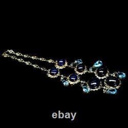 Natural Blue Sapphire, Sky Blue Topaz, Zirocn & Tanzanite Necklace 925 Silver