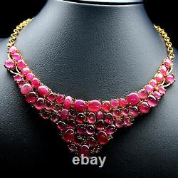 Natural Cabochon Red Ruby With Green Pendant Necklace 5.5 X 6.5 925 Silver