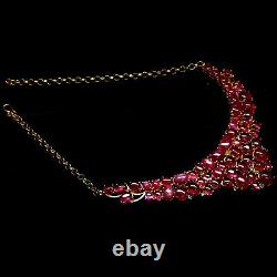 Natural Cabochon Red Ruby With Green Pendant Necklace 5.5 X 6.5 925 Silver