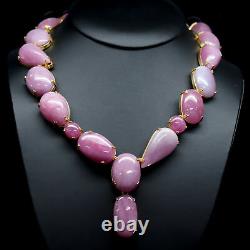 Natural MIX Cabochon Pink Ruby Necklace 21.5 925 Sterling Silver