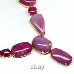 Natural MIX Cabochon Pink Ruby Necklace 21.5 925 Sterling Silver