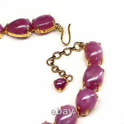 Natural MIX Cabochon Pink Ruby Necklace 21.5 925 Sterling Silver