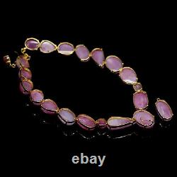 Natural MIX Cabochon Pink Ruby Necklace 21.5 925 Sterling Silver