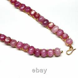 Natural Oval Cabochon Pink Ruby Necklace 17 925 Sterling Silver