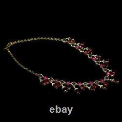 Natural Pink Red Ruby Rhodolite Garnet & Cz Necklace 19 925 Sterling Silver