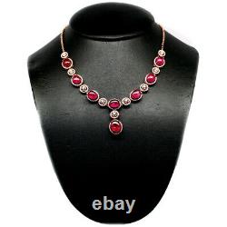 Natural Pink Ruby & White Cz Necklace 19 925 Silver Sterling