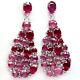 Natural Pink With Red Ruby & White Cz Long Earrings 925 Sterling Silver