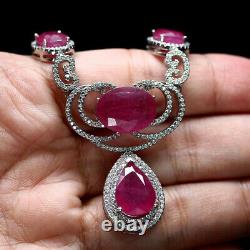 Natural Red Ruby & White Cz Necklace 19 925 Sterling Silver