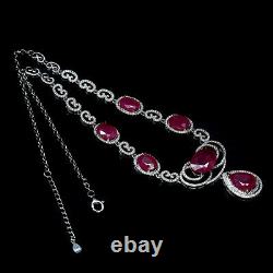 Natural Red Ruby & White Cz Necklace 19 925 Sterling Silver