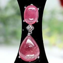 Natural Red Ruby & White Cz Pendant 925 Sterling Silver