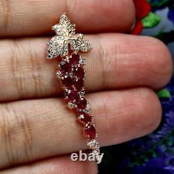 Natural Red Ruby & White Cz Pendant 925 Sterling Silver