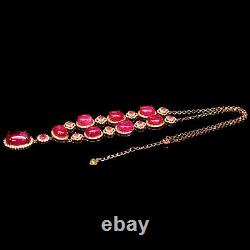 Natural Red Ruby & White Pink Cz Necklace 19 925 Sterling Silver