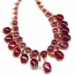 Natural Red With Pink Ruby & White Topaz Necklace 17 925 Sterling Silver