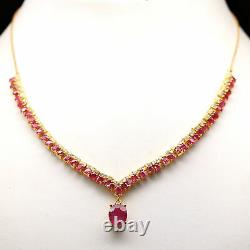 Natural Red With Pink Ruby & White Zircon Necklace 925 Sterling Silver