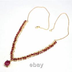 Natural Red With Pink Ruby & White Zircon Necklace 925 Sterling Silver