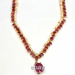 Natural Red With Pink Ruby & White Zircon Necklace 925 Sterling Silver