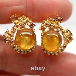 Natural Yellow Sapphire & Golden Yellow Citrine 925 Sterling Silver Earrings