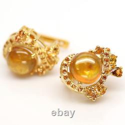 Natural Yellow Sapphire & Golden Yellow Citrine 925 Sterling Silver Earrings