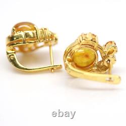 Natural Yellow Sapphire & Golden Yellow Citrine 925 Sterling Silver Earrings