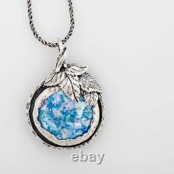 Necklace 925 Sterling Silver Ancient Roman Glass-Original Gift