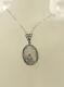 Necklace Oval Camphor Glass & Diamond Pendant With 3+1link Chain 18l