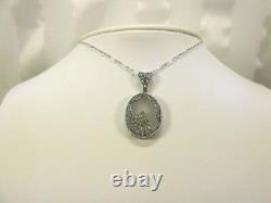 Necklace Oval Camphor Glass & Diamond Pendant with 3+1Link Chain 18L