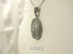 Necklace Oval Camphor Glass & Diamond Pendant with 3+1Link Chain 18L