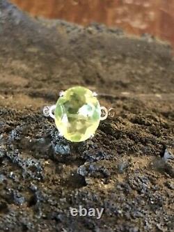 Neon Canary Yellow Super Rare Sterling Uranium Glass Ring Size 6.5