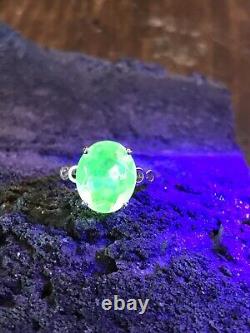 Neon Canary Yellow Super Rare Sterling Uranium Glass Ring Size 6.5