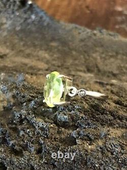 Neon Canary Yellow Super Rare Sterling Uranium Glass Ring Size 6.5