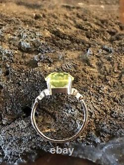 Neon Canary Yellow Super Rare Sterling Uranium Glass Ring Size 6.5