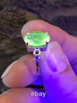 Neon Canary Yellow Super Rare Sterling Uranium Glass Ring Size 6.5
