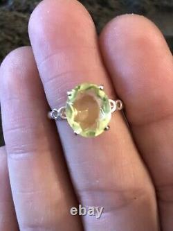 Neon Canary Yellow Super Rare Sterling Uranium Glass Ring Size 6.5