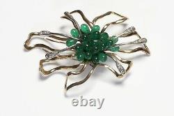 Nettie Rosenstein Sterling Silver Green Glass Crystal Flower Pin Brooch