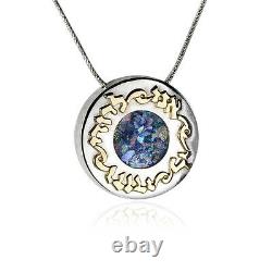 New 925 Sterling Silver & Roman Glass Ani L'dodi Judaica Pendant With 9K Gold