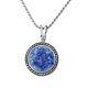 New Blue Roman Glass Sterling Silver Pendant Braded Round Wire Handmade Necklace
