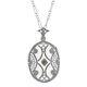 New Glass Pendant Necklace Sterling Silver Diamond Filigree Deco Style